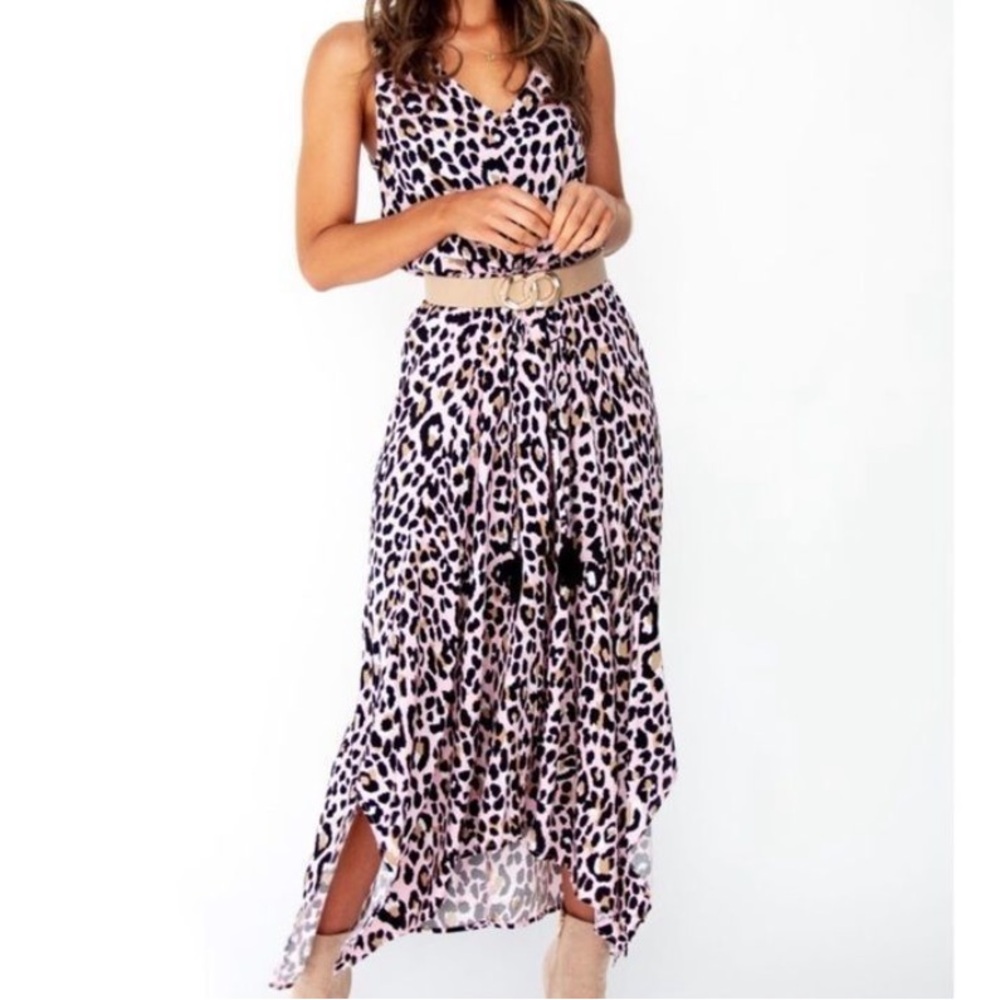 NWT Blush Leopard Print Maxi Dress